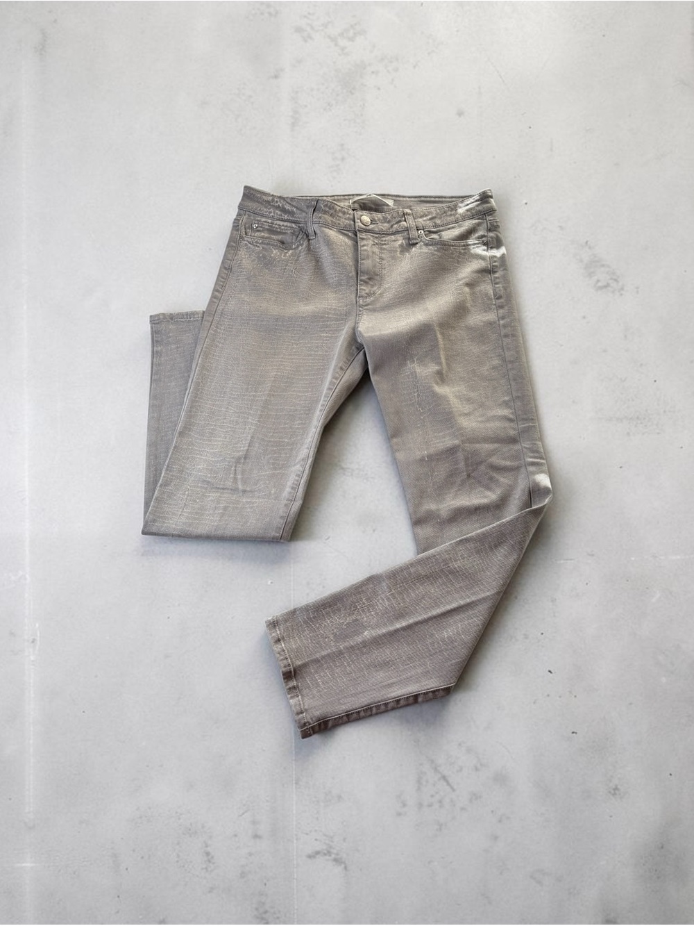Else Gray Crackle Textured Skinny Jeans Mid Rise Ankle Denim Grunge Goth Boho 30